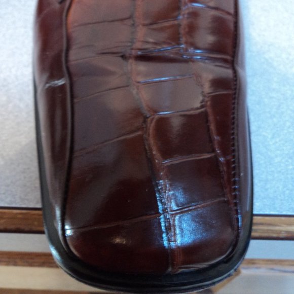 Stacy Adams Men's 12M Shoes Brown Leather Lace Up Dress Croc Oxford Square Toe - Picture 14 of 14